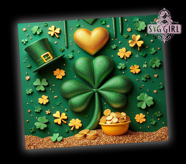 Shamrock St. Patrick's 20oz Tumbler, Shamrock Cup, 20oz Sublimation, Clover Drinkware, Irish Gift Tumbler, Green Clover Design, Unique St. Paddy's Gift Sublimation SvggirlplusArt 