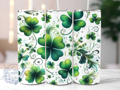 Shamrock St Patrick's Day 20oz Skinny Tumbler, St Patrick's Day Tumbler Png, Straight & Tapered Tumbler Wrap, Instant Digital Download Sublimation ToriDesigns 
