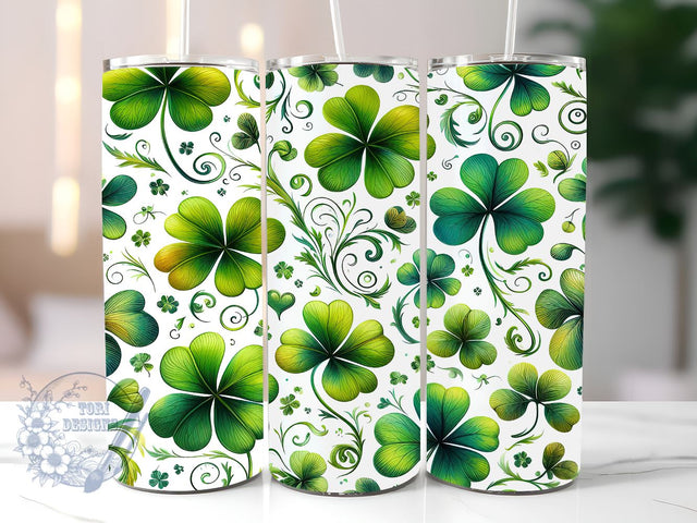 Shamrock St Patrick's Day 20oz Skinny Tumbler, St Patrick's Day Tumbler Png, Straight & Tapered Tumbler Wrap, Instant Digital Download Sublimation ToriDesigns 