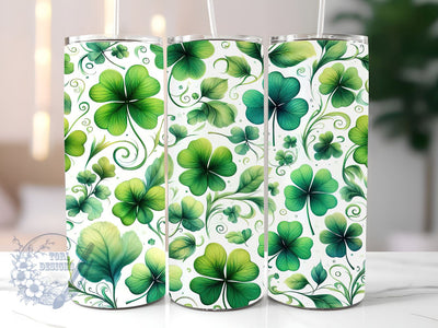 Shamrock St Patrick's Day 20oz Skinny Tumbler, St Patrick's Day Tumbler Png, Straight & Tapered Tumbler Wrap, Instant Digital Download Sublimation ToriDesigns 