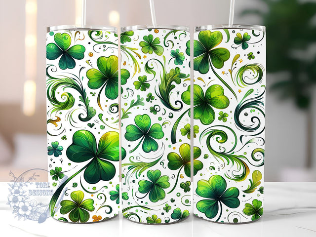 Shamrock St Patrick's Day 20oz Skinny Tumbler, St Patrick's Day Tumbler Png, Straight & Tapered Tumbler Wrap, Instant Digital Download Sublimation ToriDesigns 
