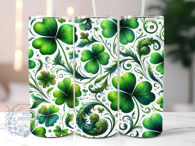 Shamrock St Patrick's Day 20oz Skinny Tumbler, St Patrick's Day Tumbler Png, Straight & Tapered Tumbler Wrap, Instant Digital Download Sublimation ToriDesigns 