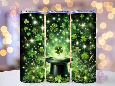 Shamrock St Patrick's Day 20oz Tumbler Wrap Sublimation Design, Straight Tapered Tumbler Wrap, St Patricks Day Tumbler Png, Instant Digital Download Sublimation SvggirlplusArt 