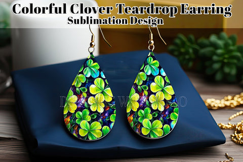 Shamrock Teardrop Earring Design, St Patrick's Day Sublimation Teardrop Earring, e2 Sublimation Designing with Marlo 