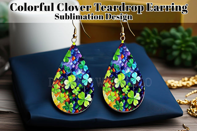 Shamrock Teardrop Earring Design, St Patrick's Day Sublimation Teardrop Earring, e7 Sublimation Designing with Marlo 