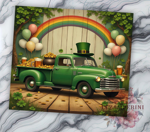 Shamrock Truck St. Patrick's 20oz Tumbler, Irish Truck Tumbler, 20oz Tumbler Wrap, Sublimation Design, Shamrock Truck, Green Drinkware, Lucky Irish Tumbler Sublimation Li Zamperini 