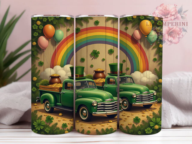 Shamrock Truck St. Patrick's 20oz Tumbler, Irish Truck Tumbler, 20oz Tumbler Wrap, Sublimation Design, Shamrock Truck, Green Drinkware, Lucky Irish Tumbler Sublimation Li Zamperini 