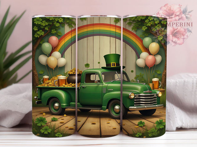Shamrock Truck St. Patrick's 20oz Tumbler, Irish Truck Tumbler, 20oz Tumbler Wrap, Sublimation Design, Shamrock Truck, Green Drinkware, Lucky Irish Tumbler Sublimation Li Zamperini 