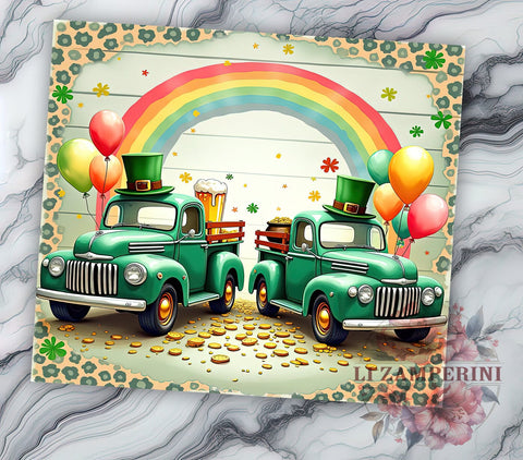 Shamrock Truck St. Patrick's 20oz Tumbler, Irish Truck Tumbler, 20oz Tumbler Wrap, Sublimation Design, Shamrock Truck, Green Drinkware, Lucky Irish Tumbler Sublimation Li Zamperini 