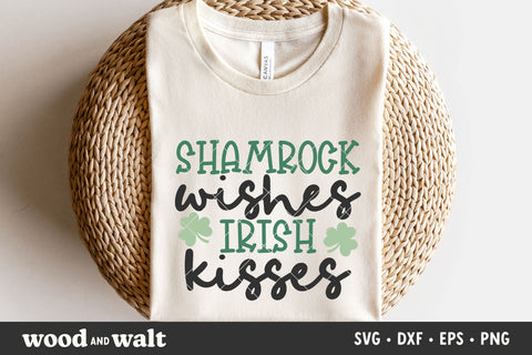 Shamrock Wishes Irish Kisses SVG | St. Patrick's SVG SVG Wood And Walt 
