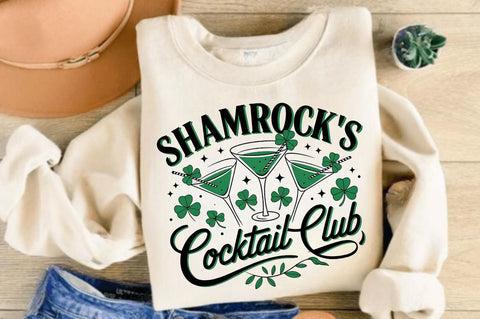 Shamrock's Cocktail Club PNG, St.Patricks Sublimation Design Sublimation Regulrcrative 