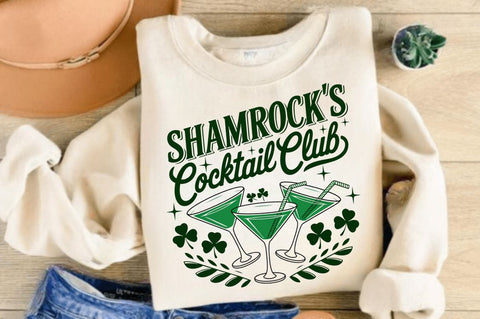 Shamrock's Cocktail Club PNG, St.Patricks Sublimation Design Sublimation Regulrcrative 