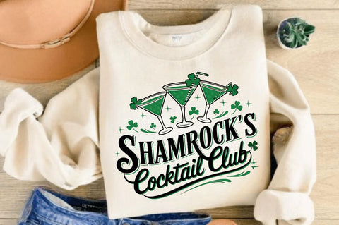 Shamrock's Cocktail Club PNG, St.Patricks Sublimation Design Sublimation Regulrcrative 