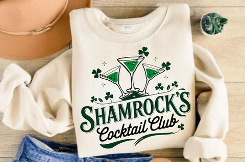 Shamrock's Cocktail Club PNG, St.Patricks Sublimation Design Sublimation Regulrcrative 