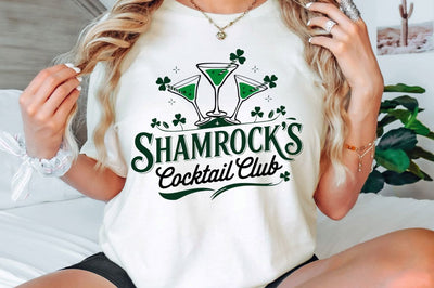 Shamrock's Cocktail Club PNG, St.Patricks Sublimation Design Sublimation Regulrcrative 