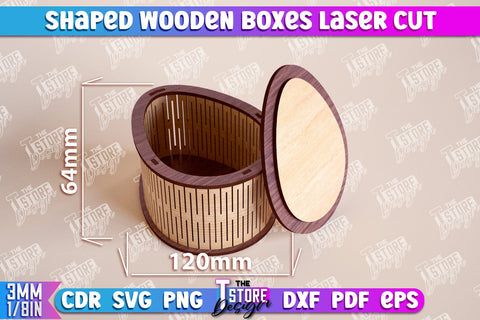 Shaped Wooden Boxes Bundle | Jewelry Box | Storage Box | Gift Box | Organizer | CNC Files SVG The T Store Design 