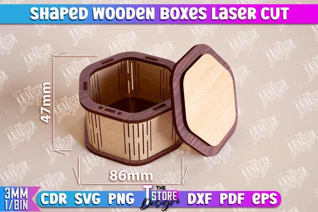 Shaped Wooden Boxes | Jewelry Box | Storage Box | Gift Box | Organizer | CNC File SVG The T Store Design 