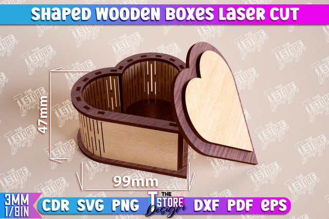 Shaped Wooden Boxes | Jewelry Box | Storage Box | Gift Box | Organizer | CNC File SVG The T Store Design 