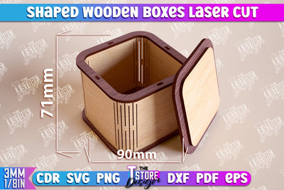 Shaped Wooden Boxes | Jewelry Box | Storage Box | Gift Box | Organizer | CNC File SVG The T Store Design 