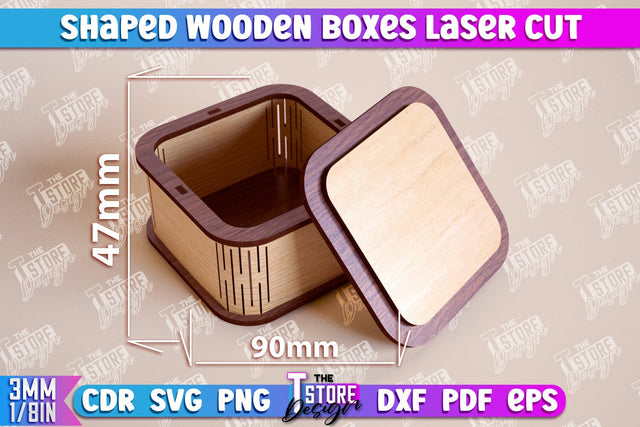 Shaped Wooden Boxes | Jewelry Box | Storage Box | Gift Box | Organizer | CNC File SVG The T Store Design 