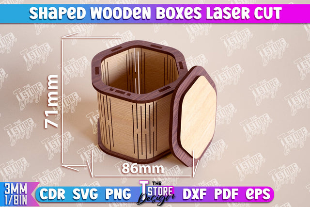 Shaped Wooden Boxes | Jewelry Box | Storage Box | Gift Box | Organizer | CNC File SVG The T Store Design 