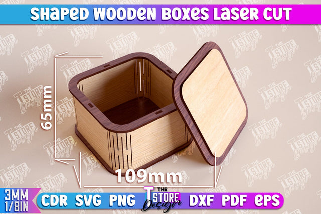 Shaped Wooden Boxes | Jewelry Box | Storage Box | Gift Box | Organizer | CNC File SVG The T Store Design 