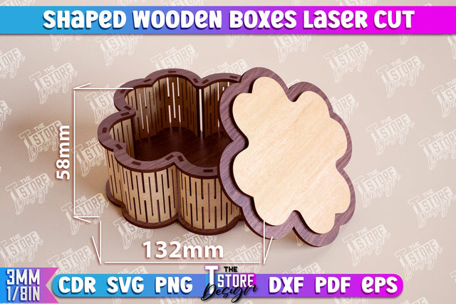 Shaped Wooden Boxes | Jewelry Box | Storage Box | Gift Box | Organizer | CNC File SVG The T Store Design 