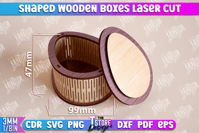 Shaped Wooden Boxes | Jewelry Box | Storage Box | Gift Box | Organizer | CNC File SVG The T Store Design 