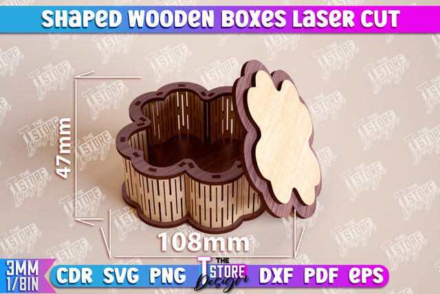 Shaped Wooden Boxes | Jewelry Box | Storage Box | Gift Box | Organizer | CNC File SVG The T Store Design 