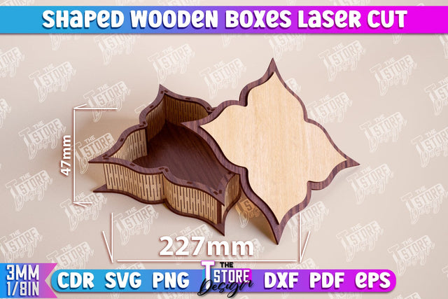 Shaped Wooden Boxes | Jewelry Box | Storage Box | Gift Box | Organizer | CNC File SVG The T Store Design 