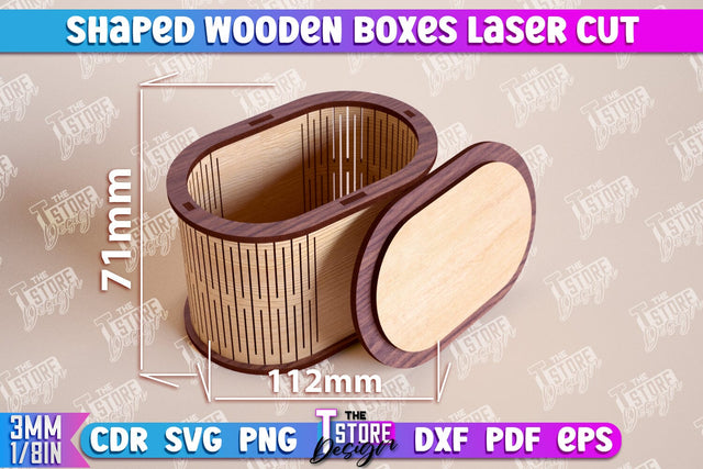 Shaped Wooden Boxes | Jewelry Box | Storage Box | Gift Box | Organizer | CNC File SVG The T Store Design 