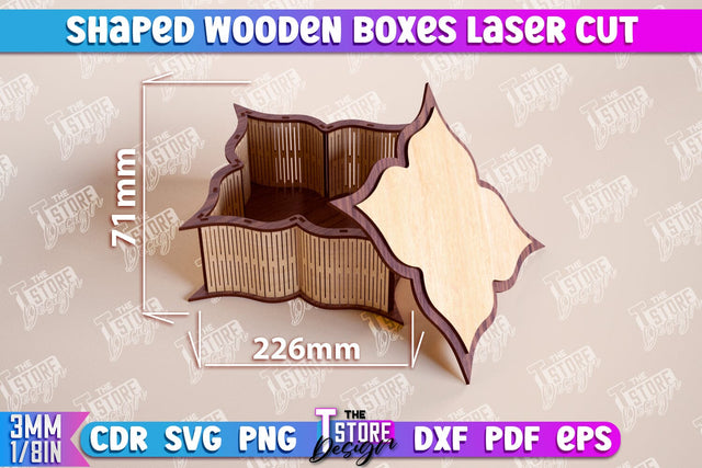 Shaped Wooden Boxes | Jewelry Box | Storage Box | Gift Box | Organizer | CNC File SVG The T Store Design 
