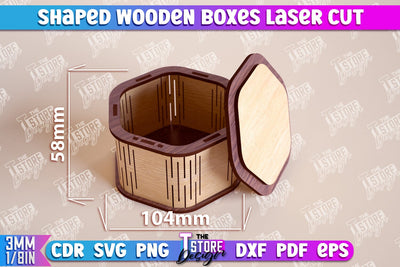 Shaped Wooden Boxes | Jewelry Box | Storage Box | Gift Box | Organizer | CNC File SVG The T Store Design 