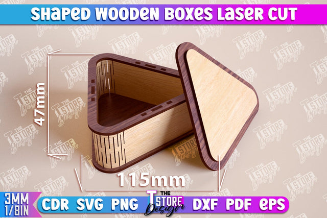Shaped Wooden Boxes | Jewelry Box | Storage Box | Gift Box | Organizer | CNC File SVG The T Store Design 