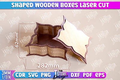 Shaped Wooden Boxes | Jewelry Box | Storage Box | Gift Box | Organizer | CNC File SVG The T Store Design 