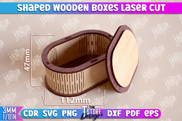 Shaped Wooden Boxes | Jewelry Box | Storage Box | Gift Box | Organizer | CNC File SVG The T Store Design 
