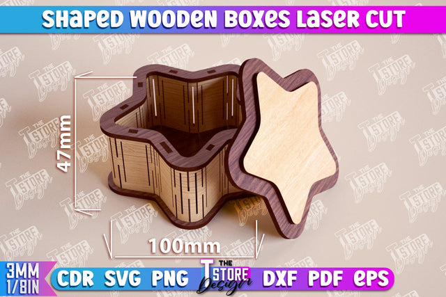 Shaped Wooden Boxes | Jewelry Box | Storage Box | Gift Box | Organizer | CNC File SVG The T Store Design 