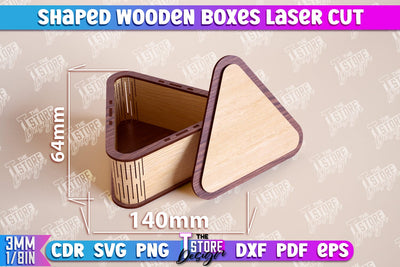Shaped Wooden Boxes | Jewelry Box | Storage Box | Gift Box | Organizer | CNC File SVG The T Store Design 