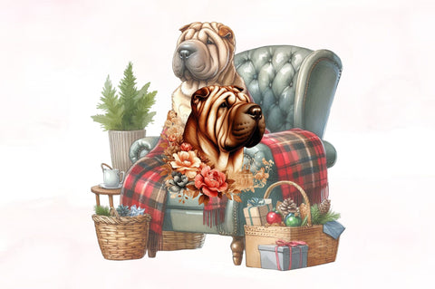 Shar-Pei Dog Watercolor Clipart Sublimation SVGista 