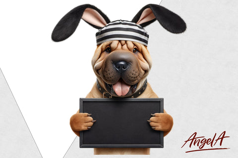 Shar pei / Easter dog / bad bunny / funny dog clipart Sublimation Angelina Semenova 