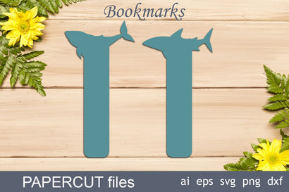 Shark and whale bookmarks svg, Sea bookmark svg papercut SVG AnastasiyaArtDesign 