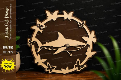 Shark Circle Frame Laser Cut SVG SVG Regulrcrative 
