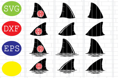 Shark Fin Svg, Shark Fin Above Water, Shark Fin Monogram Svg, Jpg, Eps, Dxf Files SVG DigitalSvgFiles 