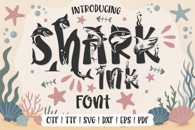 Shark Font | Ocean Font SVG OTF DXF | Summer Alphabet | SharkInk | Kids Font | Font for Cricut, Silhouette, Procreate Font Font TonisArtStudio 