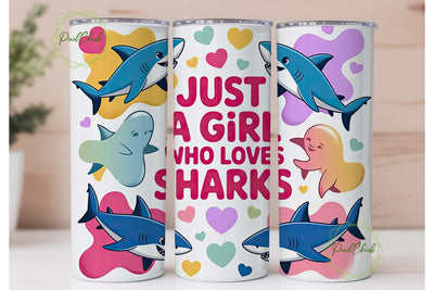 Shark Girl Tumbler Wrap 20oz Sublimation PixelChick 