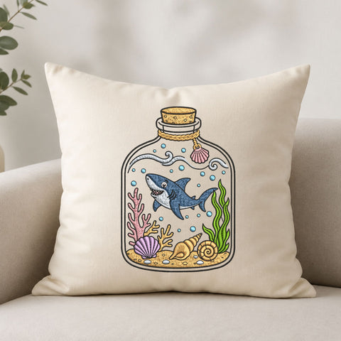 Shark in a Bottle Machine Embroidery Design – Ocean Marine Life Embroidery File Embroidery/Applique DESIGNS PatternFeed8 