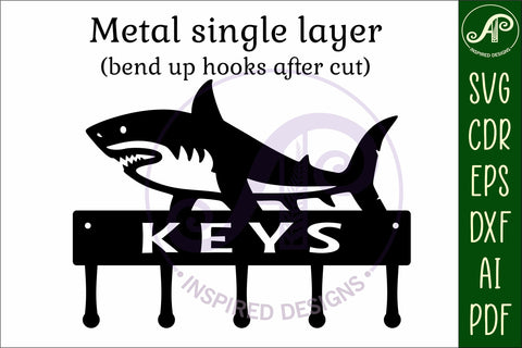 Shark Key holder Ocean designs for wood and metal SVG APInspireddesigns 