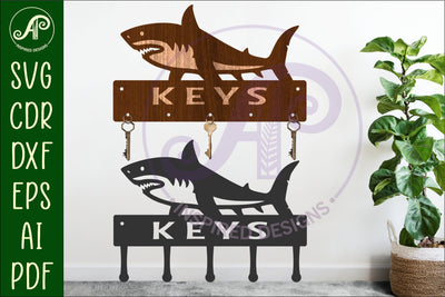 Shark Key holder Ocean designs for wood and metal SVG APInspireddesigns 