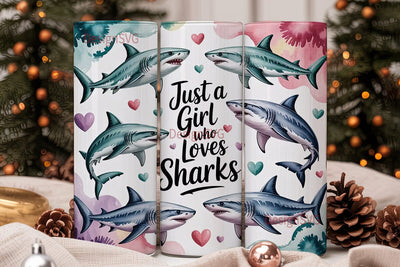 Shark Lover Girl 20oz Tumbler Wrap Sublimation DesignSVG 