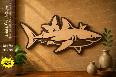 Shark Ocean Design laser cut svg File SVG Regulrcrative 